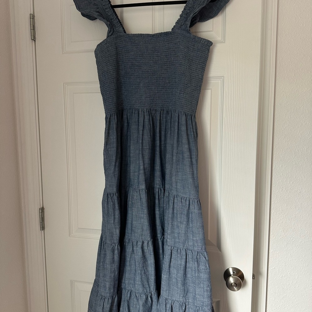Blue Smocked Maxi Dress